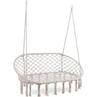 Casa.pro Poltrona sospesa 'Kailua' per 2 persone 135 x 129 x 65 cm fino a 200 kg Per interni ed esterni Stile boho Bianco crema