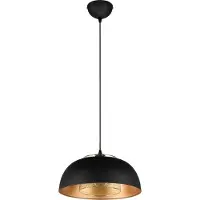 Reality Leuchten Lampada a sospensione Punch nero/oro a 1 luce Ø 35 cm