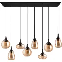 TRIO Lighting Lampada a sospensione Lumina, a 8 luci, nero/ambra, vetro