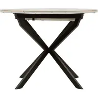 Mauro Ferretti Tavolo da Pranzo Rotondo Allungabile Martin Modern Ø 100-140x78 cm - Piano Effetto Marmo e Struttura in Metallo