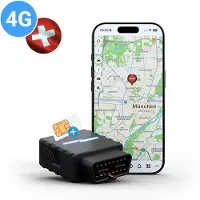 Yukatrack Localizzatore GPS OBD2 4G per auto, modello AIO, con SIM e piano dati incluso