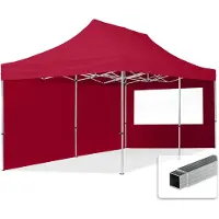 TOOLPORT 3x6m gazebo pieghevole con laterali (finestre panoramiche), ECONOMY alluminio, rosso