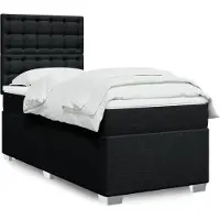 vidaXL Letto a molle con materasso nero 90x190 cm in tessuto