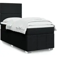 vidaXL Letto a molle con materasso nero 90x190 cm in tessuto