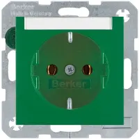 Berker 47501903 Presa SCHUKO con campo di etichettatura verde, opaca S.1/B.3/B.7