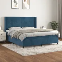 Prolenta Maison Exclusive - Letto boxspring con materasso blu scuro 160x200 cm velluto