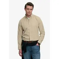 Superdry per uomo. M4011044A Camicia Classic Needle beige (L), Casual, Cotone, Manica lunga, Taupe