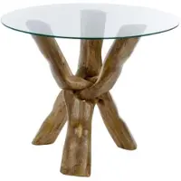 Casa Padrino tavolo in vetro marrone Ø 90 x H. 73 cm - Tavolo rotondo a tre gambe