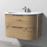 Sanipa 4balance: lavabo in Vetroceramica + mobile sottolavabo da 80 cm con 2 cassetti e maniglia