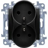 Kontakt-Simon Presa doppia con messa a terra (modulo) 16A, 250V, terminali a vite nero opaco Simon10 CGZ2M.01/49
