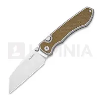 Kizer Cutlery Coltello pieghevole Wharning S45VN, Gray Aluminum & Brown Norplex UltreX, Satin