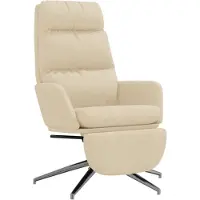 vidaXL Poltrona relax con poggiapiedi in tessuto crema