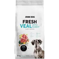 John Dog Cane JUNIOR FRESCA VITELLO CON CONIGLIO Karma cibo secco per cane 12kg