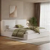 STILVORA Letto imbottito 180 x 200 cm con meccanismo idraulico e testiera, testiera imbottita, letto matrimoniale con rete a doghe, beige, bouclé