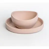 Unyqoos Set di ciotole in silicone – set di ciotole antiscivolo (2 ciotole + una ciotola grande), lavabile in lavastoviglie, sicuro per cani e gatti, color rosa tenue