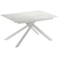 STONES Tavolo Allungabile Pulse 25 Moderno con Piano in Melaminico Cemento Bianco Opaco e Struttura in Metallo Bianco - 140-190x90 cm