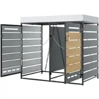 STILVORA : box per bidoni della spazzatura con fioriera e serratura, armadietto da giardino con listelli effetto legno e sistema di ventilazione, armadietto in ferro per il giardino