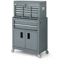 HBM carrello porta attrezzi con armadio superiore, grigio, modello 2