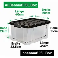 Novaliv Contenitore con coperchio 15L antracite Contenitore in plastica impilabile con chiusura a clip Eurobox Contenitore in plastica senza BPA 41 x 29 x 20 cm