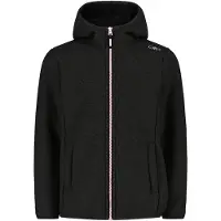 CMP Girl's Jacket Fix Hood Bonded Knitted w. Fur Giacca in pile Bambini (128, nero)