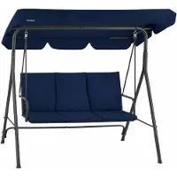 HinHocker , amaca hollywoodiana per 3 persone con tenda parasole, colore blu scuro, capacità di carico fino a 250 kg, ideale per l'uso in giardino