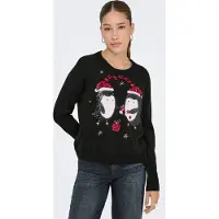 ONLY Pullover 'ONLXMAS SHINE' rosso scuro / nero / bianco