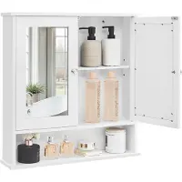 Vasagle Armadio a specchio con ripiano e 2 ante Armadio da bagno