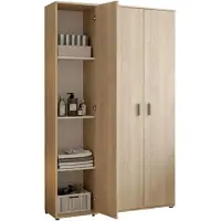 Dmora Casciano - Armadio Multiuso Grande, 100x190h cm Marrone Rovere, 9 Ripiani