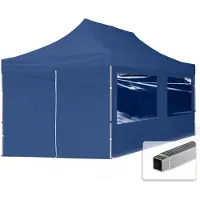 TOOLPORT 3x6m gazebo pieghevole con laterali (finestre panoramiche), ECONOMY alluminio, blu scuro