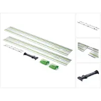 Festool Guida FS 1400/2-KP 2 pezzi 1400 mm per seghe manuali, a tuffo e seghetti alternativi / router + deflettore FS/2-AW + pezzo di collegamento FSV/2