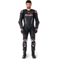 Alpinestars Tuta In Pelle GP-R7 1 Pezzo Black White Red Fluo, Taglia: 52