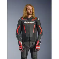 Alpinestars Giacca In Pelle GP Force V2 Black Red Fluo, Taglia: 54