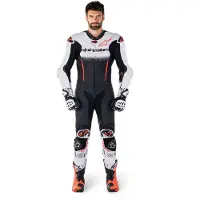 Alpinestars Tuta In Pelle GP-R7 1 Pezzo White Black Red Fluo, Taglia: 46