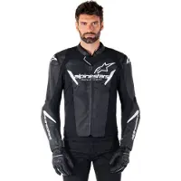 Alpinestars Giacca In Pelle Faster V3 Black White, Taglia: 50