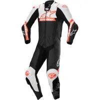 Alpinestars Tuta In Pelle Missile V2 Ward 1 Pezzo Black White Red Fluo, Taglia: 56
