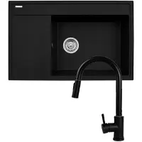 Pyramis Lavello Camea 1b 1d R + Faucet Idea Black Edition 79x50 Cm