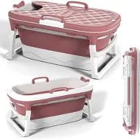 GOMEDIA Bagno pieghevole in silicone rosa Bagno portatile Home SPA 110 cm