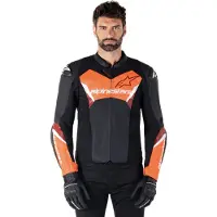 Alpinestars Giacca In Pelle Faster V3 Black Red Fluo, Taglia: 54