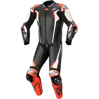 Alpinestars Tuta In Pelle Racing Absolute V2 1 Pezzo Black White Red Fluo, Taglia: 54