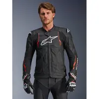 Alpinestars Giacca In Pelle Dusk Airflow Black Red Fluo, Taglia: 56
