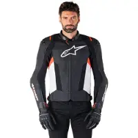 Alpinestars Giacca In Pelle Missile V3 Black White Red Fluo, Taglia: 54