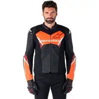 Alpinestars Giacca In Pelle Faster V3 Airflow Black Red Fluo, Taglia: 54