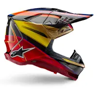 Alpinestars Casco Supertech M10 Era ECE 22.06 Gold Yellow Rio Red Glossy, Taglia: XL