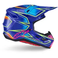 Alpinestars Casco S-M7 Cast ECE 22.06 Blue Pink Yellow Fluo Glossy, Taglia: XL