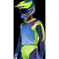 Alpinestars Maglia Racer Hoen 2024 Yellow Fluo Blue Night Navy, Taglia: XL