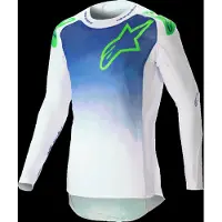 Alpinestars Maglia Supertech Risen 2023 Blue Ray White Green Fluo, Taglia: XL