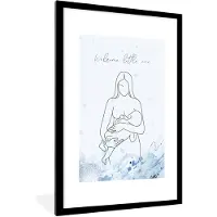 MuchoWow Poster mit Rahmen - Mamma - Bambino - Allattamento - Poster - cornice nera con bianco passe partout 80x120 - 80x120 cm - Poster mit zchwarzem Bilderrahmen