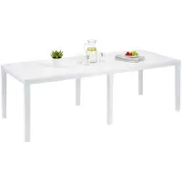 Dmora Tavolo da Esterno Abbaviva 90x150x72h cm Bianco, 10 Posti Meccanismo Estensione Allunga Centrale Italy