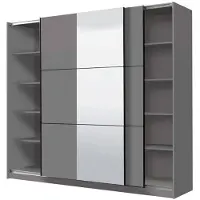 Dmora Guardaroba Grande Sorgono 237x210h cm Nero Antracite, Appendiabiti 8 Ripiani