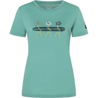 Super.natural Women's Surfing Flowers Tee Maglia merino Donna (XL, verde/ various)